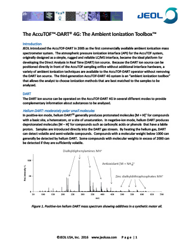The AccuTOF™-DART® 4G: The Ambient Ionization Toolbox™